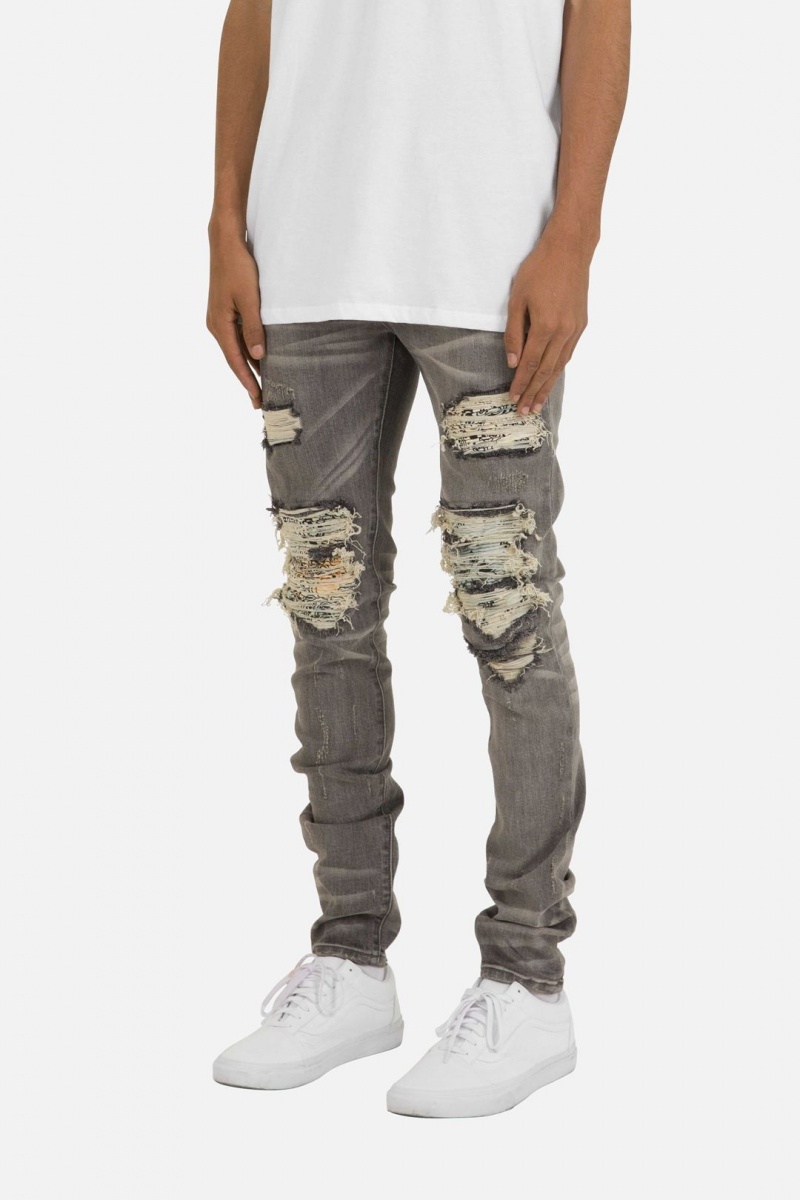 Mnml X284 Moto Skinny Denim Skinny Denim Grey/Blue | JP21-S9XZ