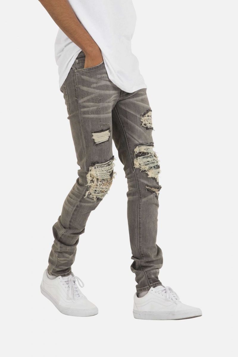 Mnml X284 Moto Skinny Denim Skinny Denim Grey/Blue | JP21-S9XZ