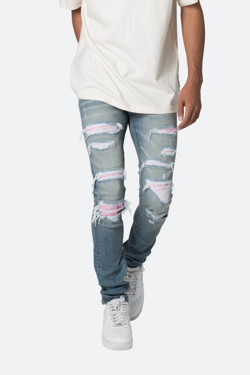 Mnml X555 Crystal Skinny Denim Skinny Denim Blue/Pink | BJ99-L6ER