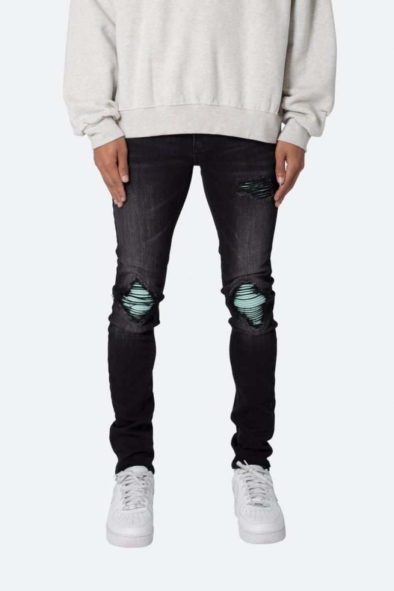 Mnml X559 Skinny Moto Denim Skinny Denim Black/Green | XK10-R1JS