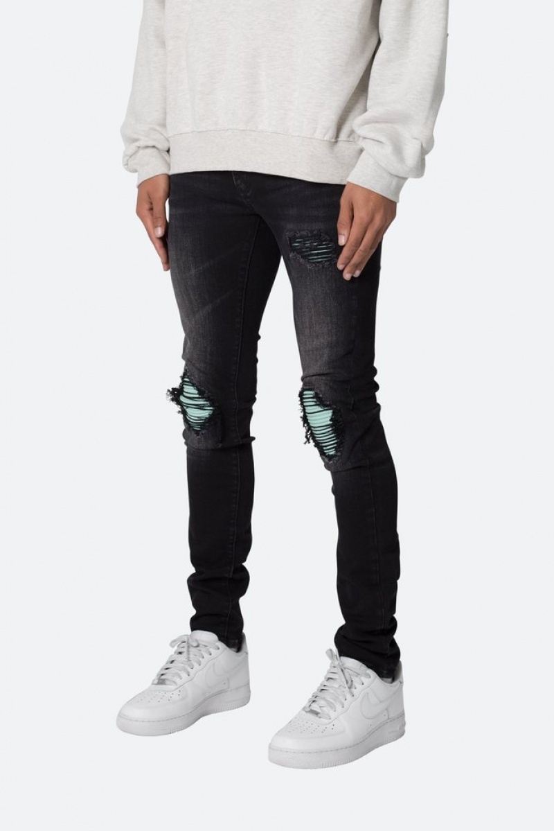 Mnml X559 Skinny Moto Denim Skinny Denim Black/Green | XK10-R1JS