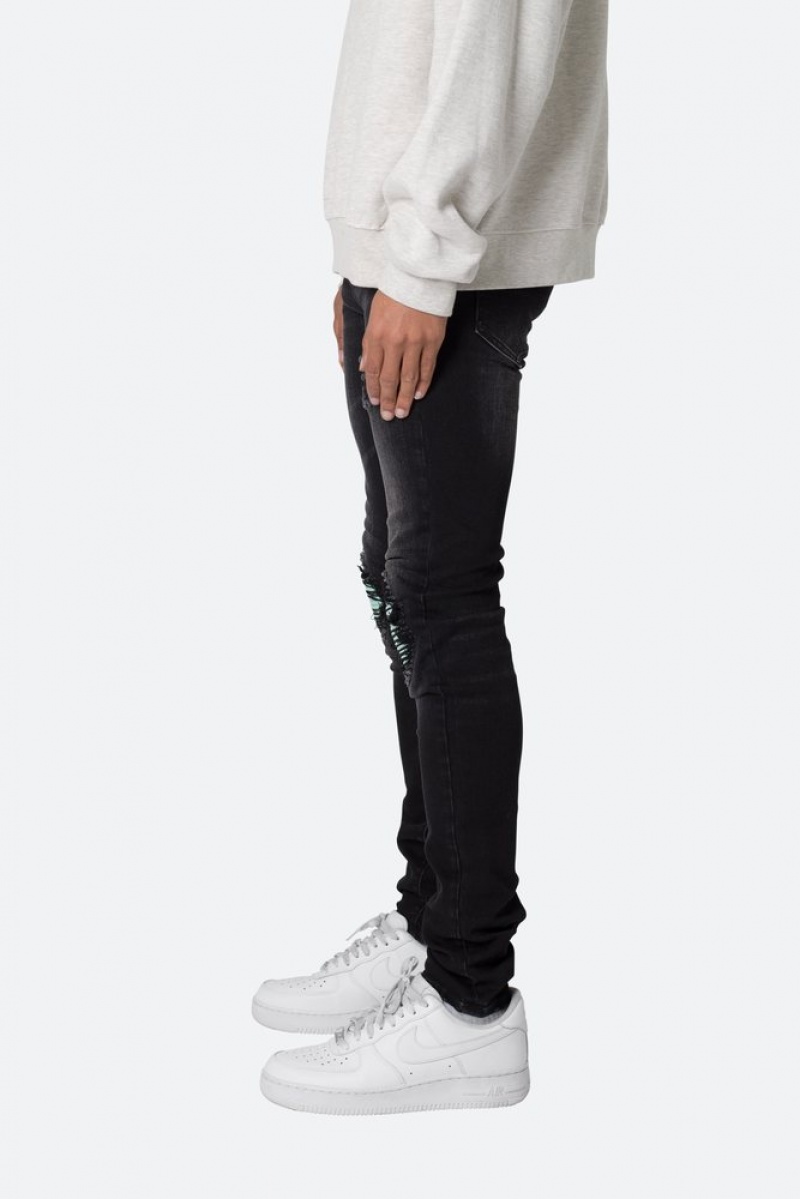 Mnml X559 Skinny Moto Denim Skinny Denim Black/Green | XK10-R1JS