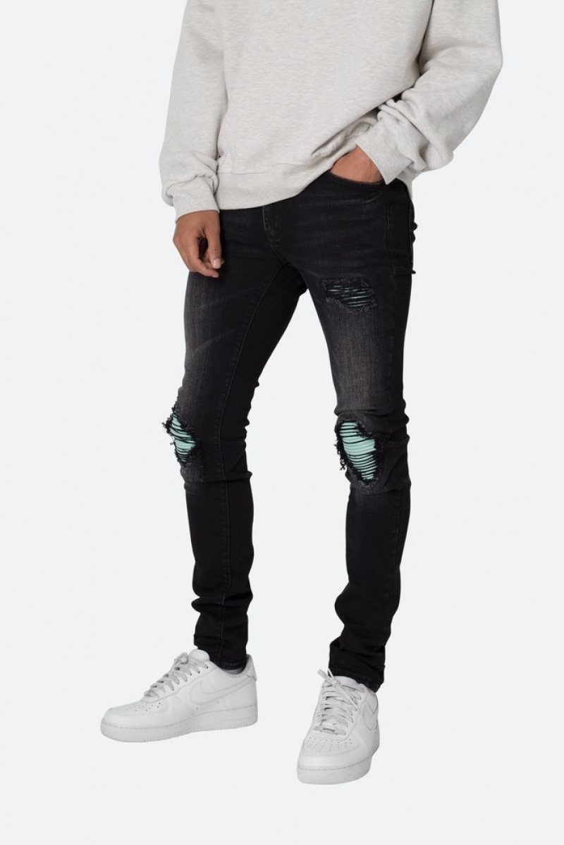 Mnml X559 Skinny Moto Denim Skinny Denim Black/Green | XK10-R1JS