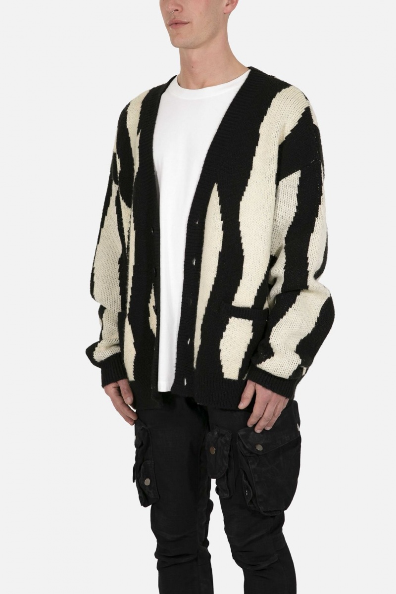 Mnml Zebra Cardigan Sweatshirts Black/Natural | GL46-Y8DW