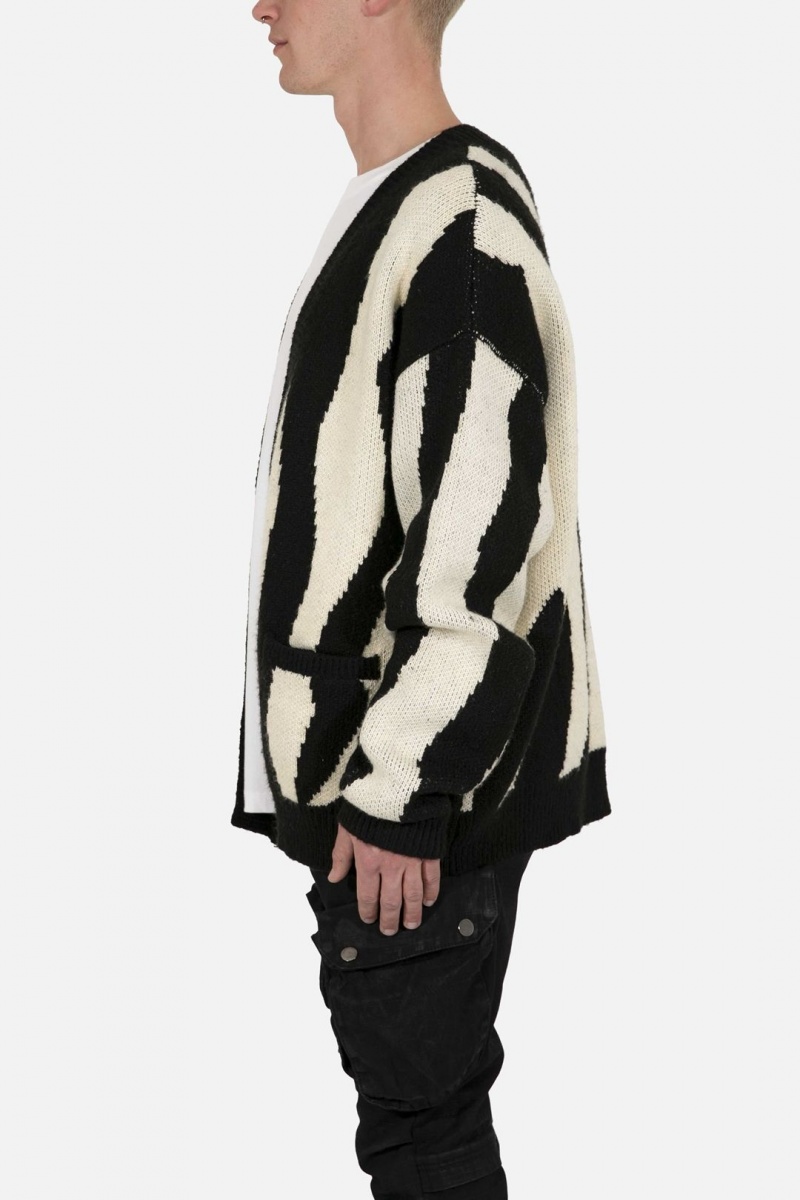 Mnml Zebra Cardigan Sweatshirts Black/Natural | GL46-Y8DW