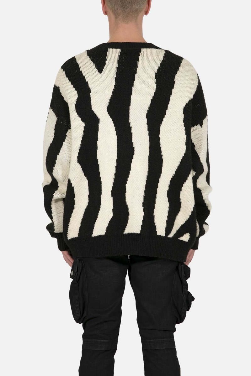 Mnml Zebra Cardigan Sweatshirts Black/Natural | GL46-Y8DW