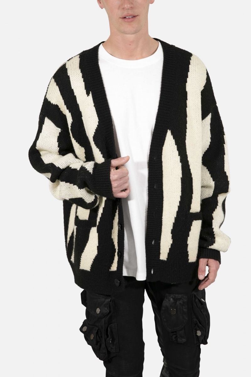 Mnml Zebra Cardigan Sweatshirts Black/Natural | GL46-Y8DW