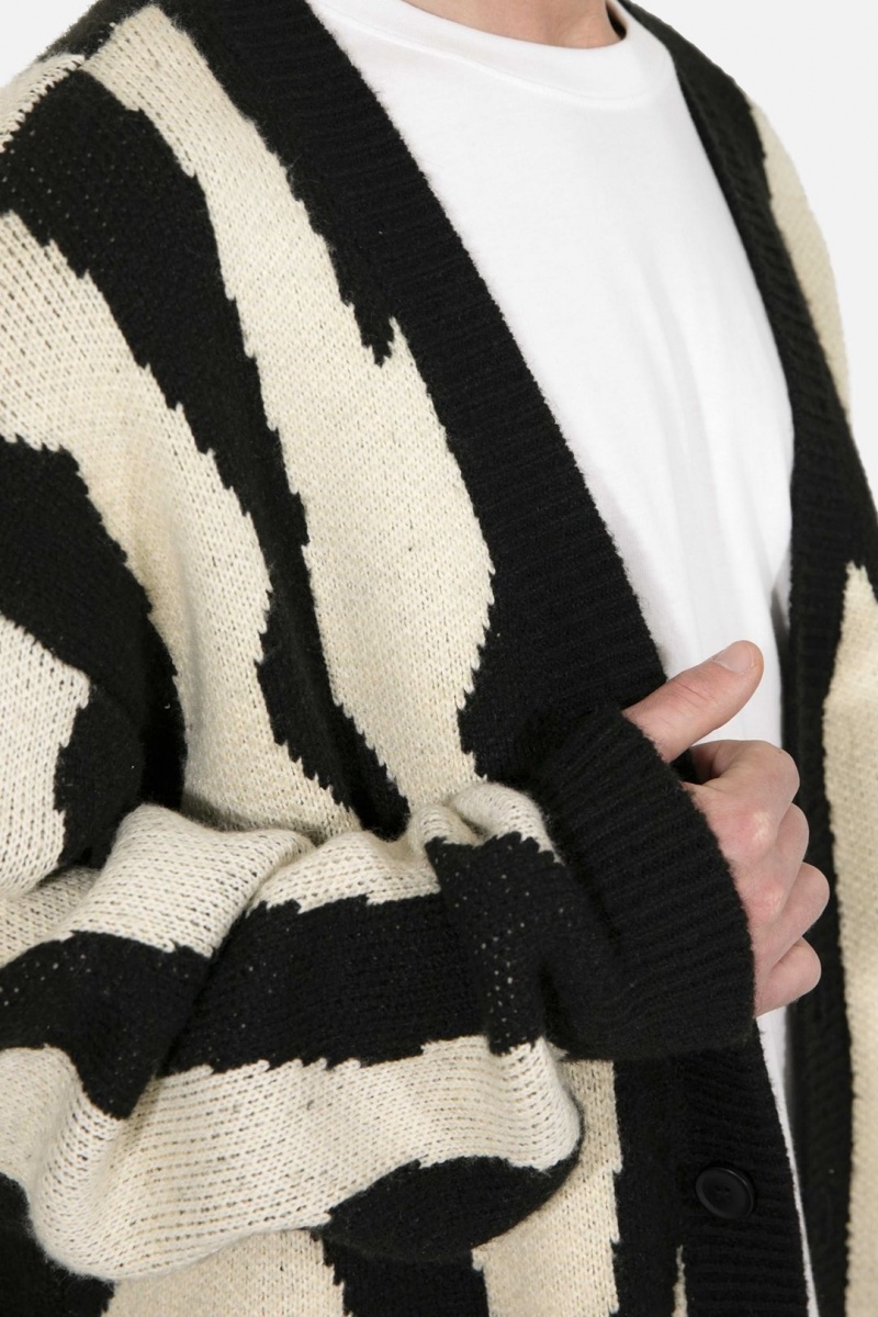 Mnml Zebra Cardigan Sweatshirts Black/Natural | GL46-Y8DW