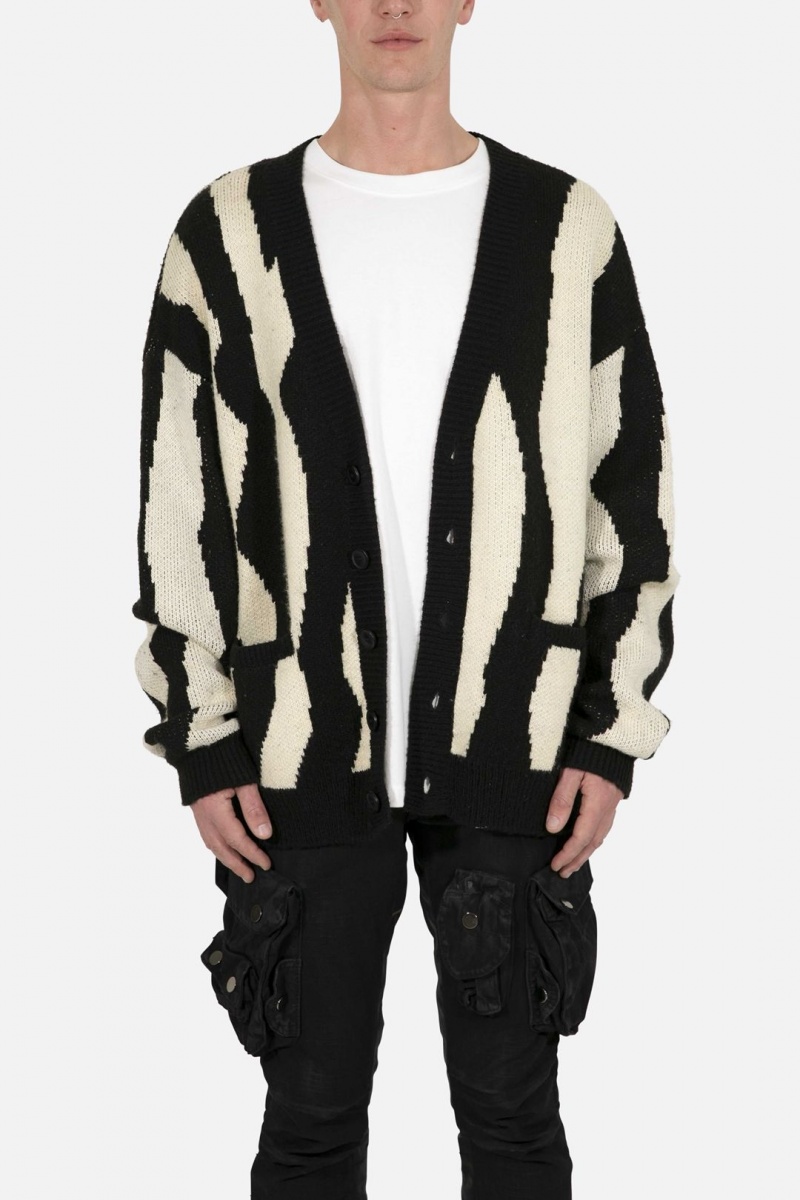 Mnml Zebra Cardigan Sweatshirts Black/Natural | GL46-Y8DW