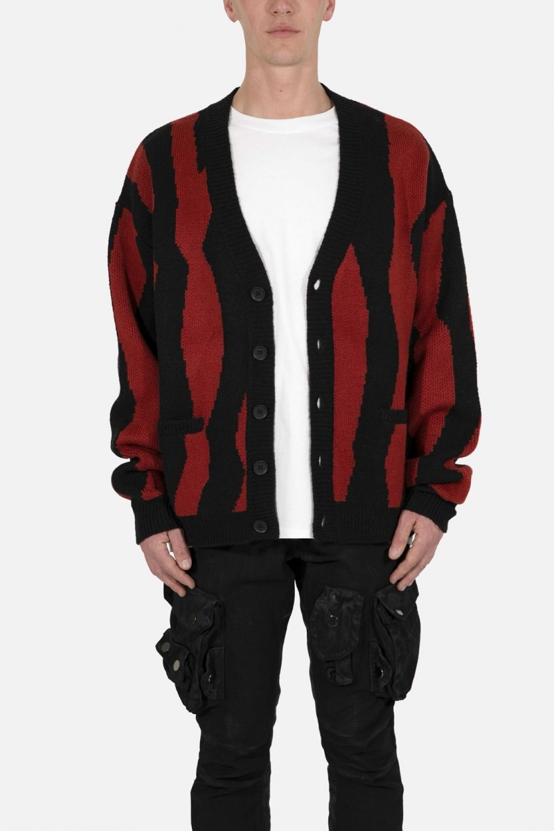 Mnml Zebra Cardigan Sweatshirts Red/Black | HQ99-J2RZ