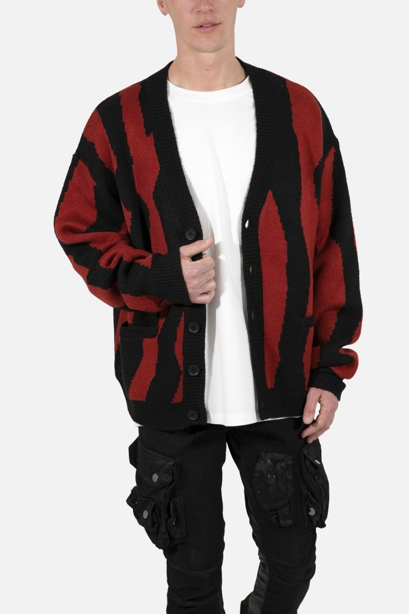 Mnml Zebra Cardigan Sweatshirts Red/Black | HQ99-J2RZ