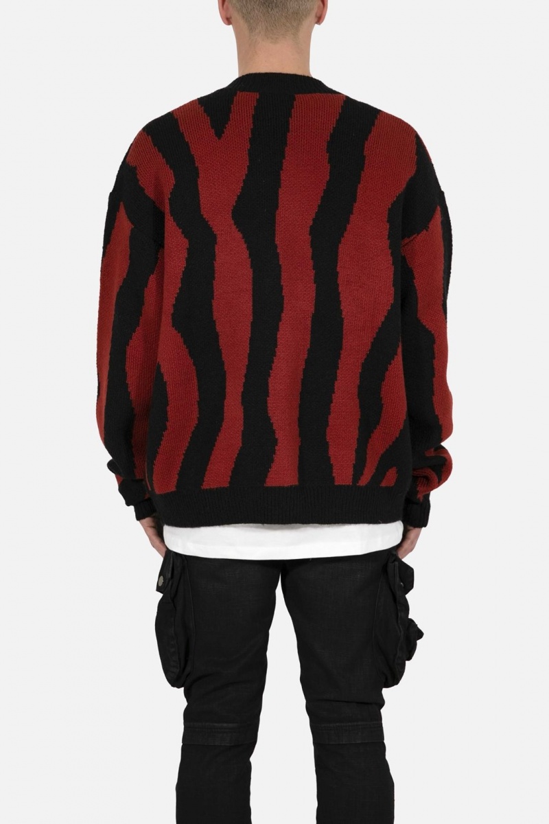 Mnml Zebra Cardigan Sweatshirts Red/Black | HQ99-J2RZ