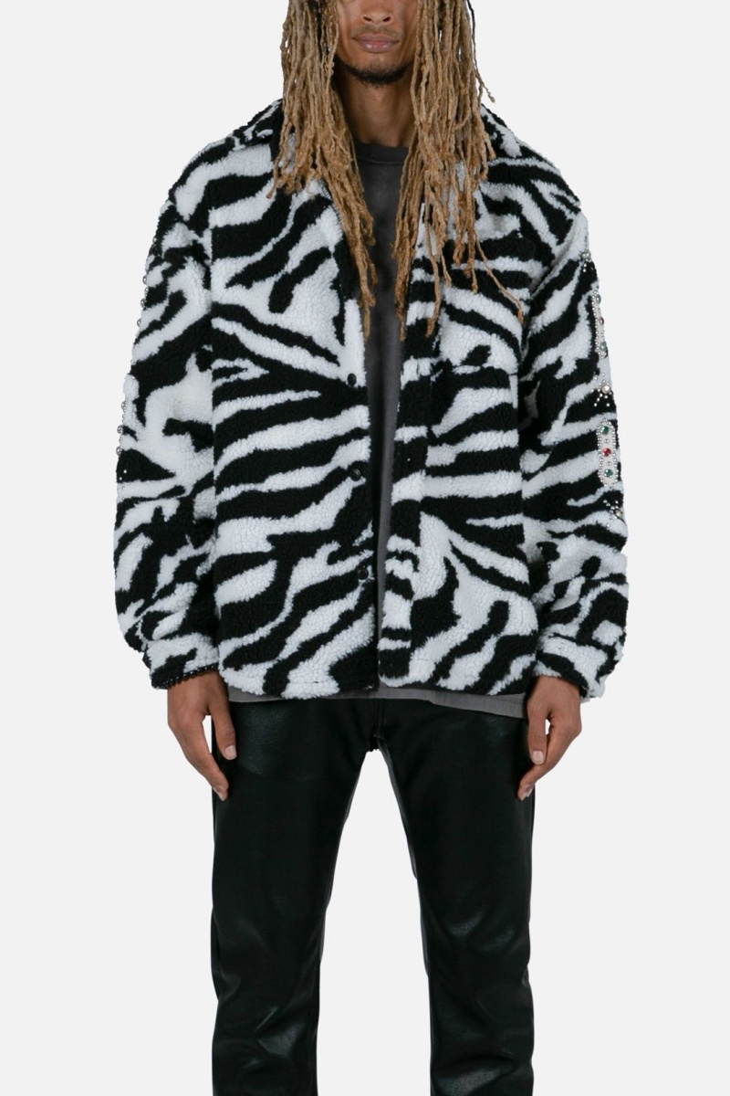 Mnml Zebra Sherpa Studded Jacket Jackets Black/White | IM71-Q2RW