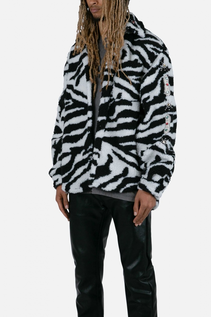 Mnml Zebra Sherpa Studded Jacket Jackets Black/White | IM71-Q2RW