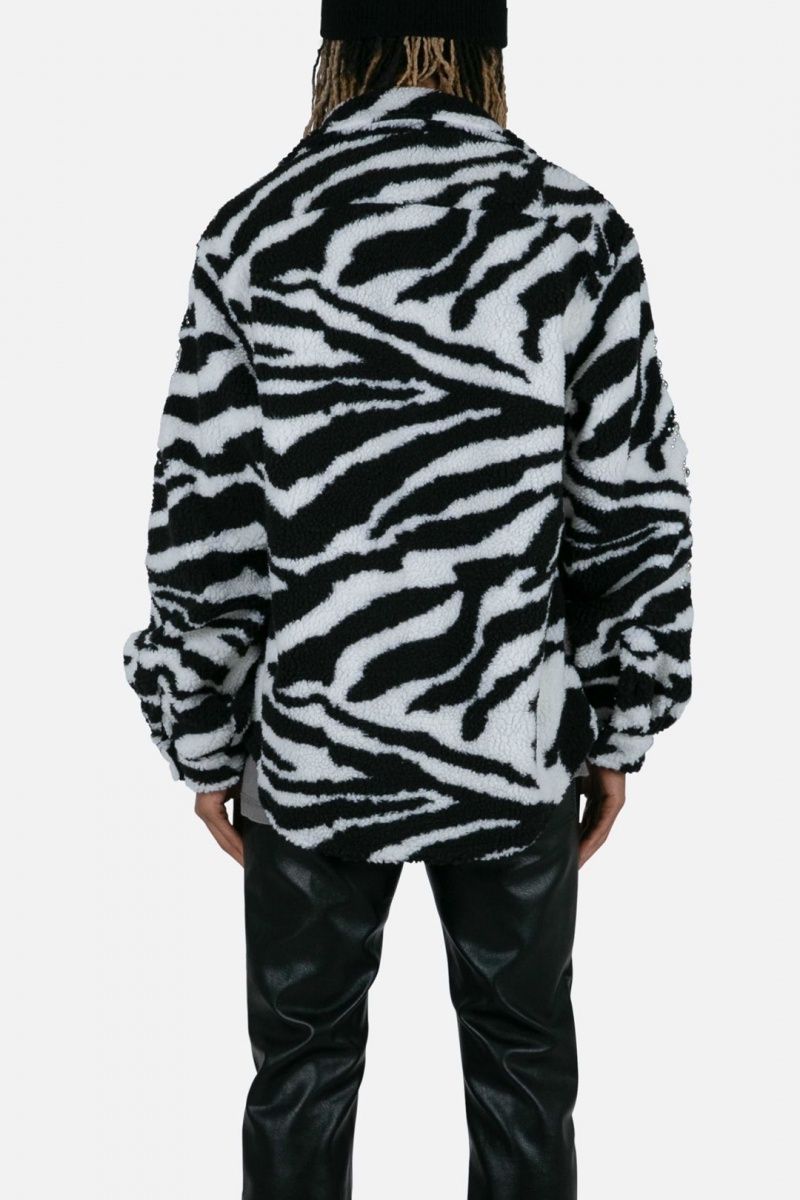 Mnml Zebra Sherpa Studded Jacket Jackets Black/White | IM71-Q2RW